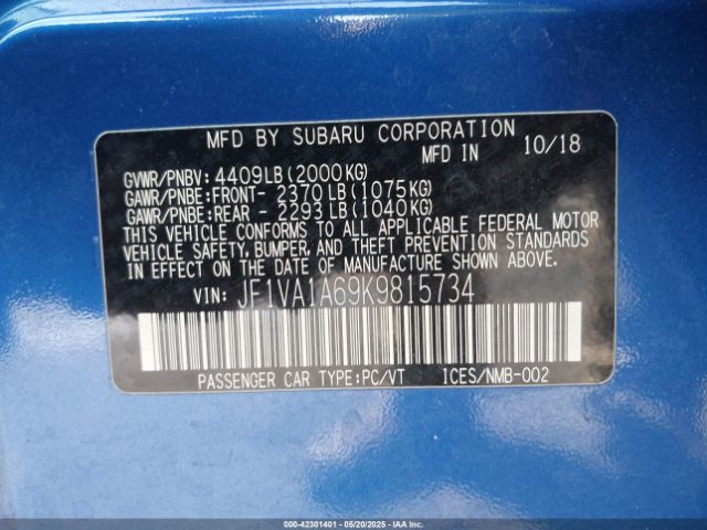 JF1VA1A69K9815734 Subaru WRX
