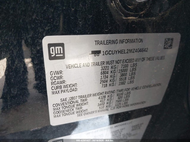 1GCUYHEL2MZ404642 Chevrolet Silverado K1500 High Country