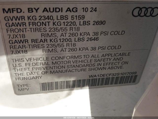 WA1DECF32S1017069 Audi Q3 Premium 45 Tfsi S Line Quattro Tiptronic