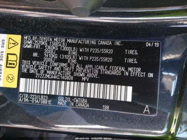 2T2ZZMCA4KC140808 Lexus RX 350