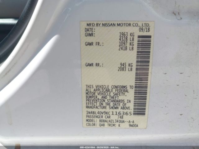 1N4BL4DV9KC116365 Nissan Altima