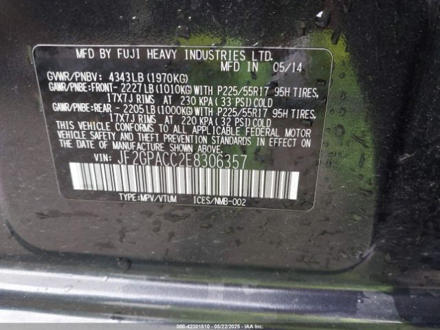 JF2GPACC2E8306357 Subaru Xv Crosstrek 2.0i Premium