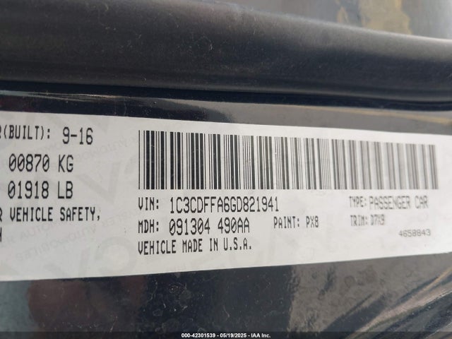 Dodge 2016 2016 1C3CDFFA6GD821941 Image 9