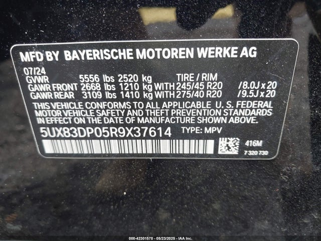 5UX83DP05R9X37614 BMW 2024