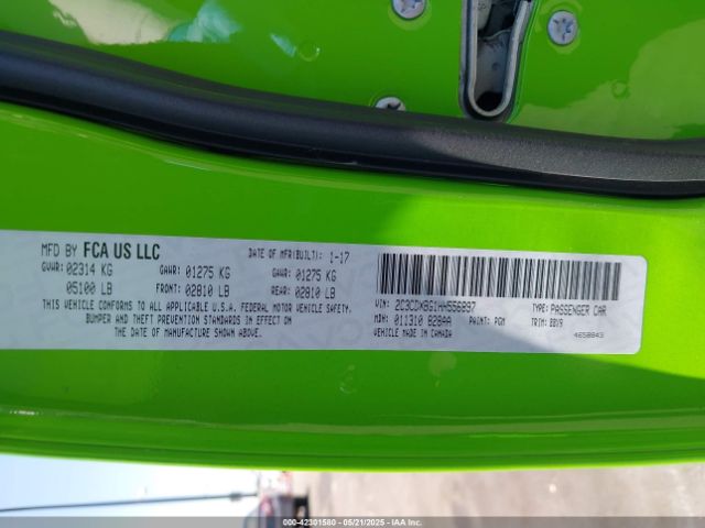 2C3CDXBG1HH556897 Dodge Charger Se Rwd