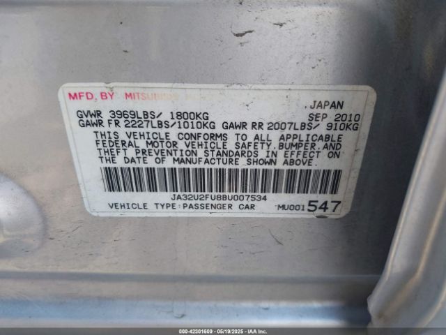 2011 MITSUBISHI LANCER JA32U2FU8BU007534 Photo 8