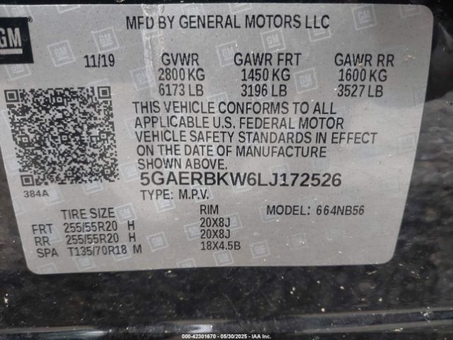 2020 BUICK ENCLAVE 5GAERBKW6LJ172526 Photo 8