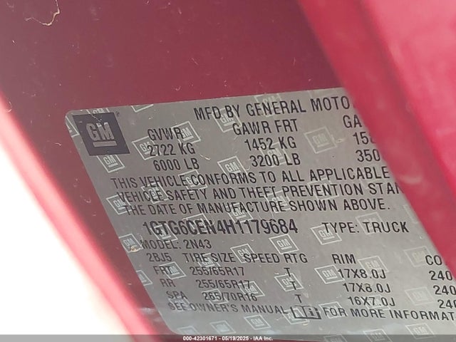 1GTG6CEN4H1179684 GMC lgz - di: direct injection, vvt: variable valve timing, alum, var2, gen 2
