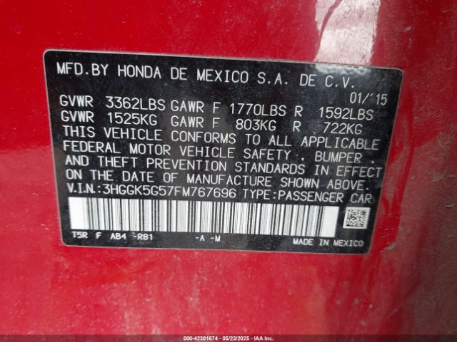 3HGGK5G57FM767696 Honda FIT LX