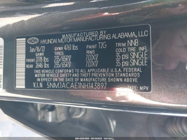 2022 HYUNDAI TUCSON 5NMJACAE1NH143897 Photo 8