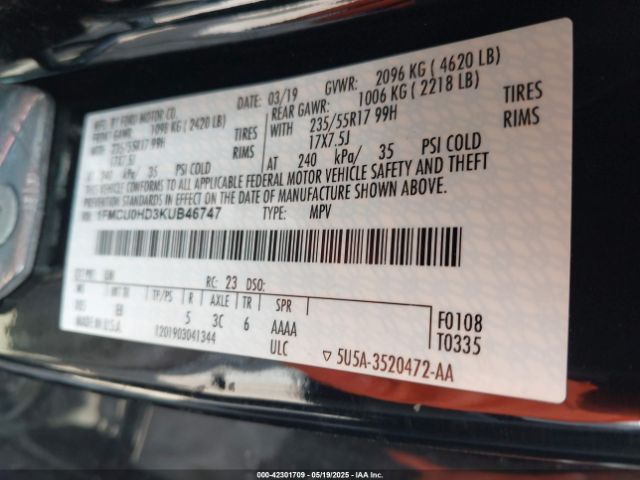 2019 FORD ESCAPE 1FMCU0HD3KUB46747 Photo 8