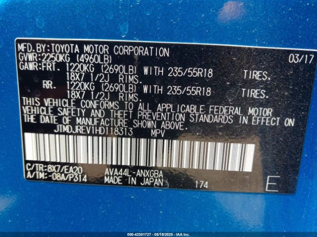 JTMDJREV1HD118313 Toyota Rav4 Hybrid Limited