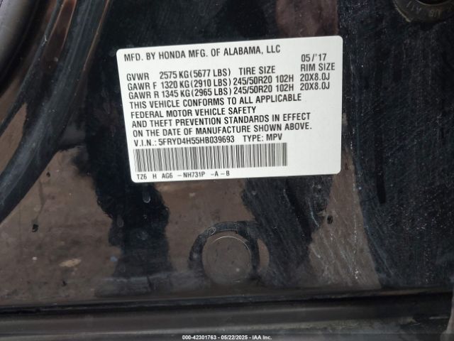 5FRYD4H55HB039693 Acura Mdx Technology Package