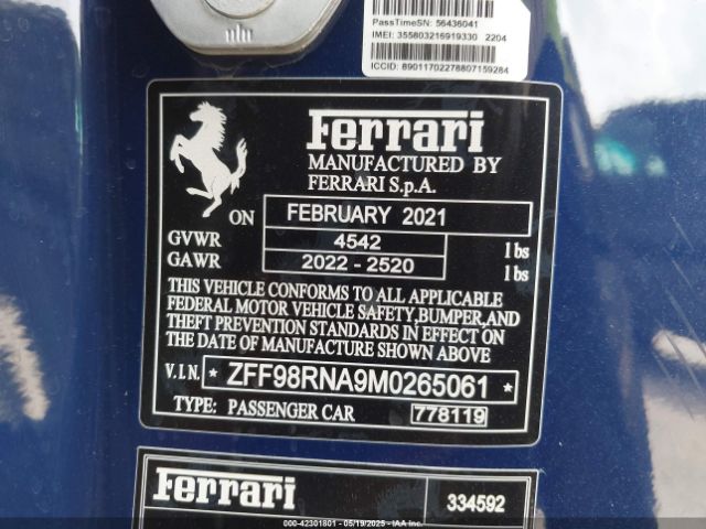 2021 FERRARI ROMA ZFF98RNA9M0265061 Photo 8