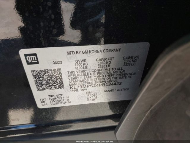 KL79MPS24PB184423 Chevrolet Trailblazer Fwd Lt