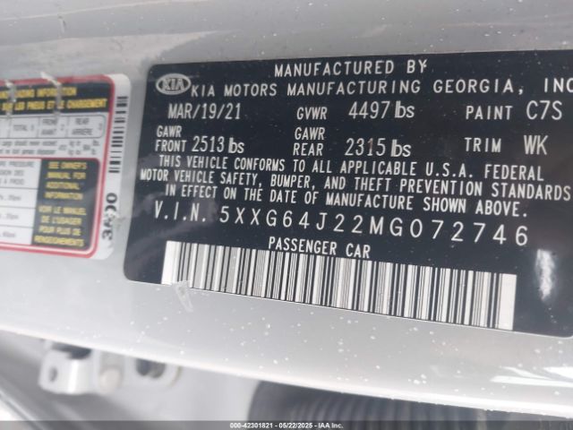 5XXG64J22MG072746 KIA K5 Gt-line