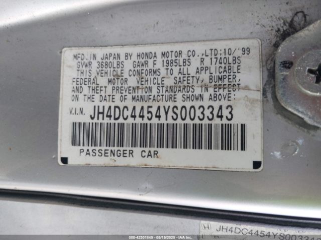 2000 ACURA INTEGRA JH4DC4454YS003343 Photo 8