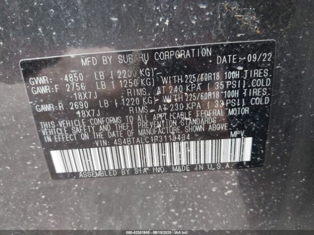 2023 SUBARU OUTBACK 4S4BTALC1P3119434 Photo 8