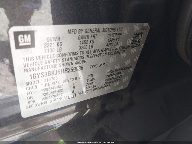 2017 CADILLAC ESCALADE 1GYS3BKJ8HR259936 Photo 8