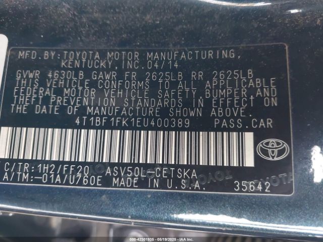4T1BF1FK1EU400389 Toyota CAMRY SE