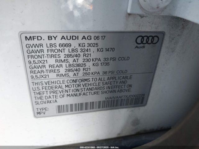 2018 AUDI Q7 WA1VAAF7XJD002226 Photo 8