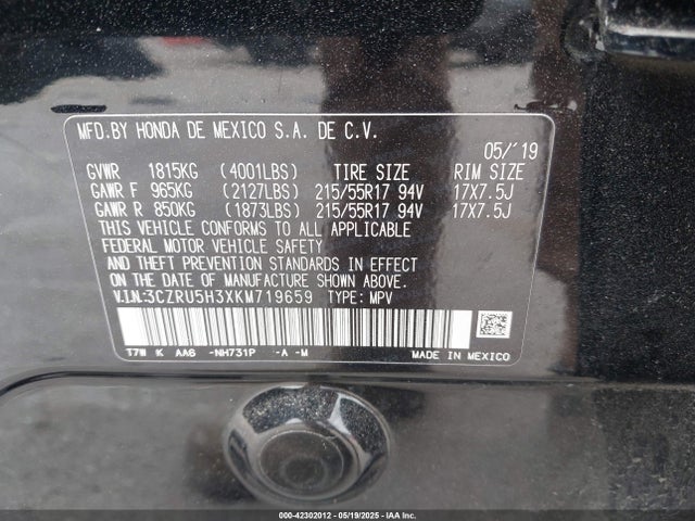 3CZRU5H3XKM719659 Honda r18z9