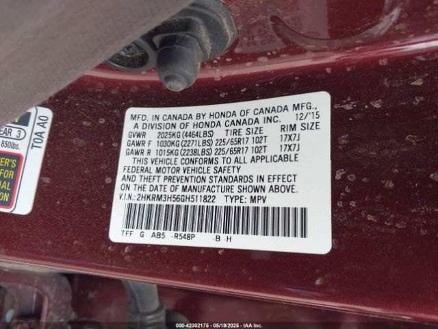 2HKRM3H56GH511822 Honda CR-V EX