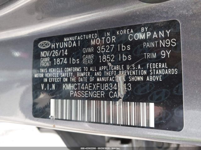 KMHCT4AEXFU834943 Hyundai ACCENT GLS