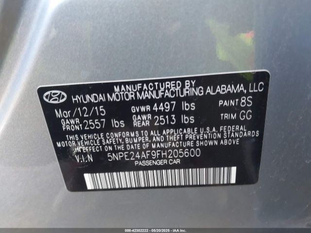 5NPE24AF9FH205600 Hyundai dohc gdi theta-ii