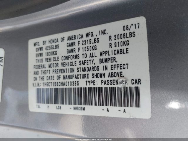 1HGCT1B83HA010395 Honda Accord Ex-l