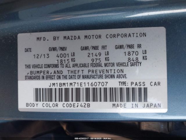 JM1BM1M71E1160707 Mazda Mazda3 I Grand Touring