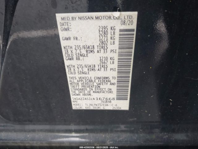 2020 NISSAN MURANO 5N1AZ2AS1LN167668 Photo 8