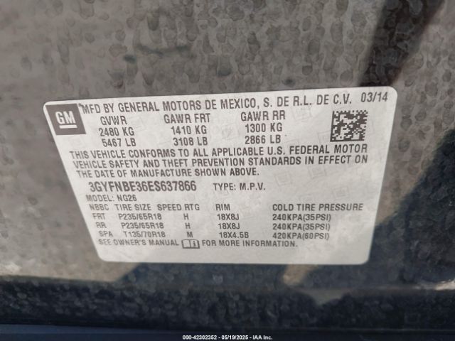 2014 CADILLAC SRX 3GYFNBE36ES637866 Photo 8