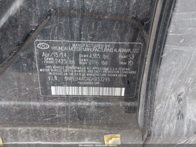 5NPEB4AC4EH933295 Hyundai SONATA GLS