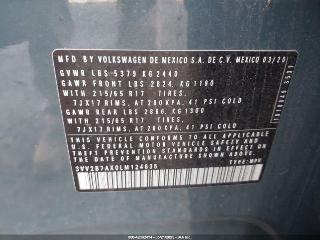 2020 VOLKSWAGEN TIGUAN 3VV2B7AX0LM124635 Photo 8