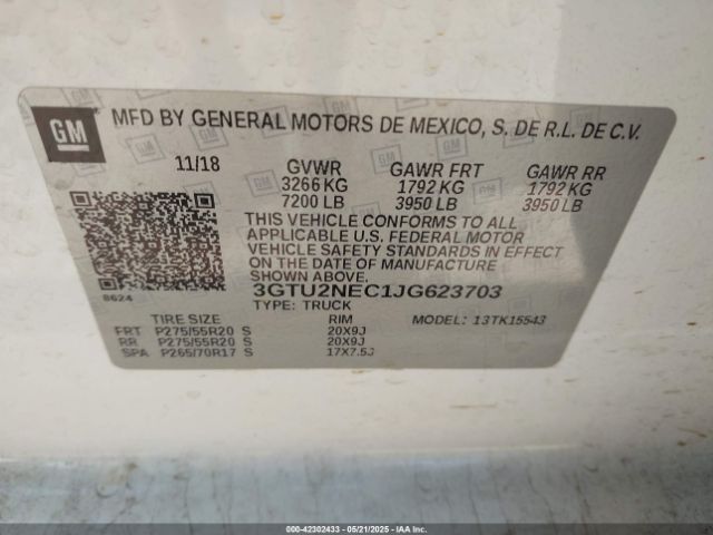 3GTU2NEC1JG623703 GMC Sierra 1500 Slt
