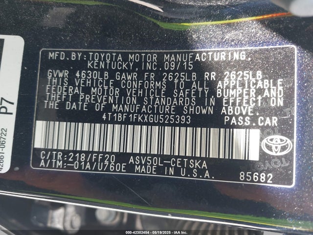 4T1BF1FKXGU525393 Toyota CAMRY SE