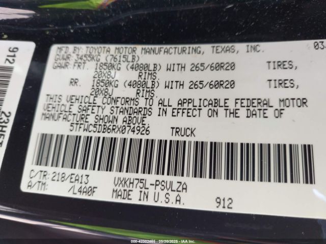 5TFWC5DB6RX074926 Toyota Tundra Hybrid Limited 4wd