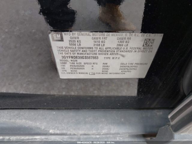 3GYFNDE39GS587883 Cadillac lfx - sidi, vvt, e85 max, aluminum