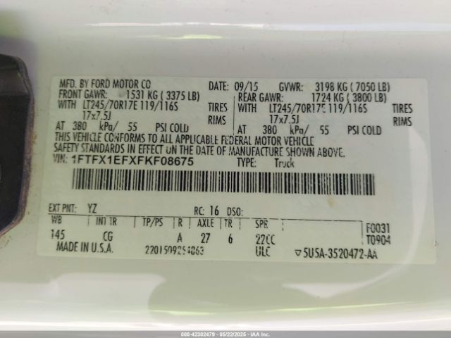 1FTFX1EFXFKF08675 Ford 2015