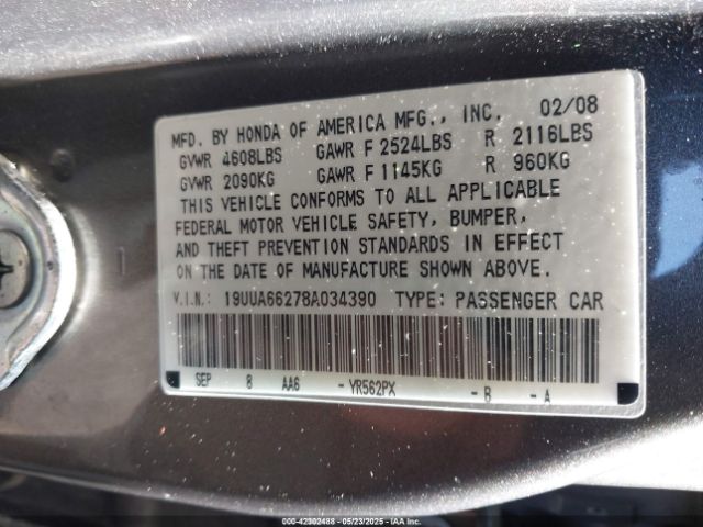 2008 ACURA TL 19UUA66278A034390 Photo 8