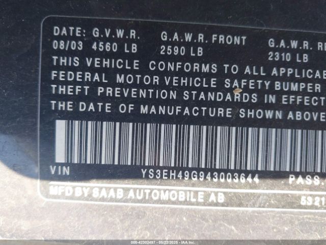 2004 SAAB 9-5 YS3EH49G943003644 Photo 8