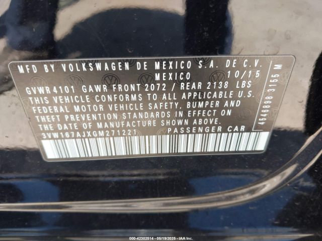 3VW167AJXGM271221 Volkswagen Jetta 1.4t S