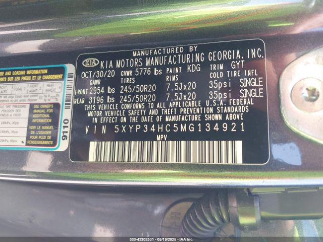 2021 KIA TELLURIDE 5XYP34HC5MG134921 Photo 8