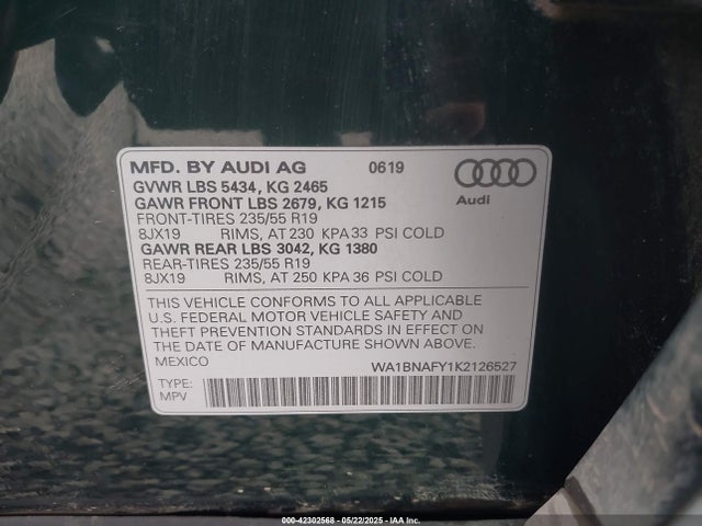 2019 AUDI Q5 WA1BNAFY1K2126527 Photo 8