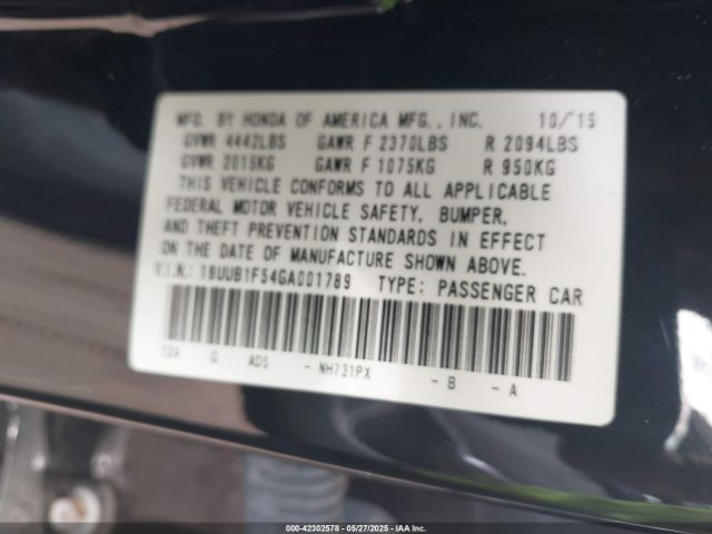 19UUB1F54GA001789 Acura TLX TECH