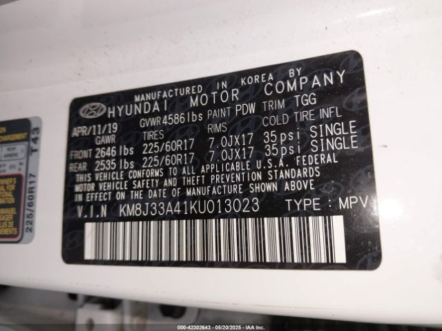 KM8J33A41KU013023 Hyundai gdi nu