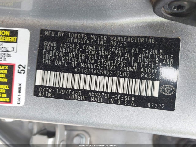 4T1G11AK5NU710900 Toyota a25a-fks