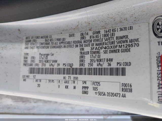 3FADP4GX0FM129570 Ford Fiesta