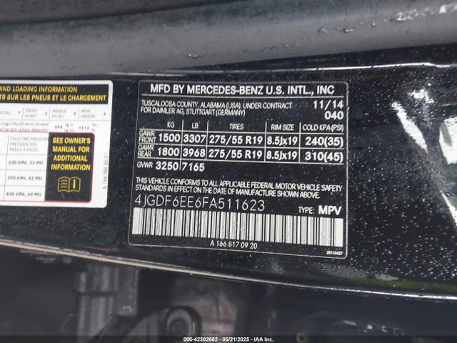 Mercedes-Benz Gl-Class 2015 4JGDF6EE6FA511623 Image 9